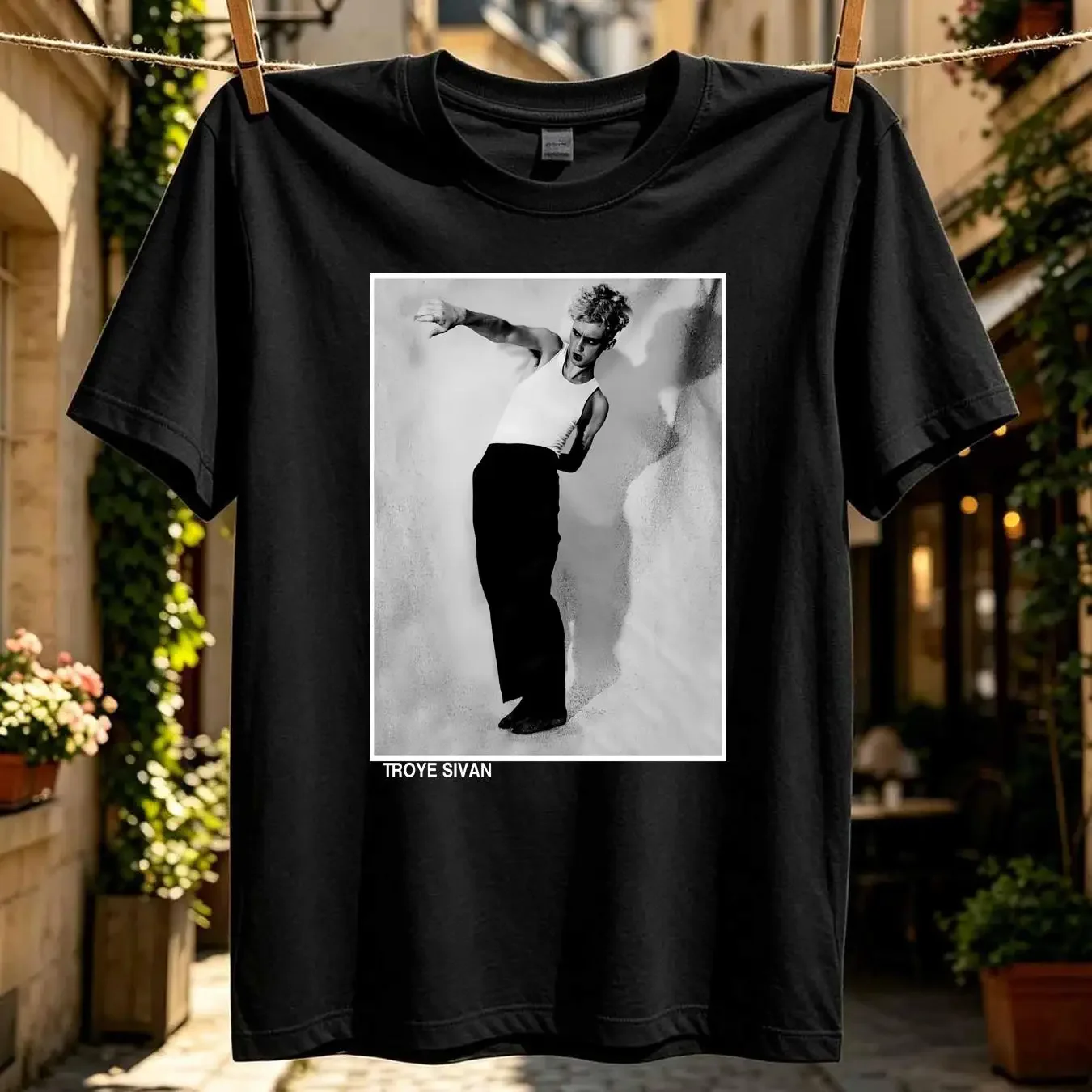 washed T Shirt A1 Troye Sivan Artist Promo Adult Medium Black Portrait Mens long or short sleeves vintage Washed Unisex