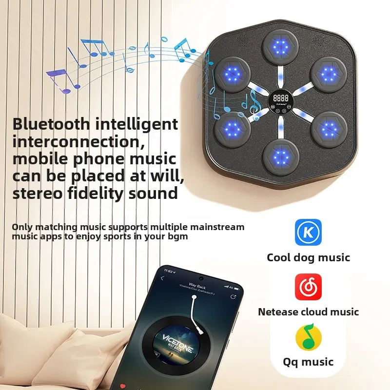 【Hot】Intelligent music boxing machine for home use, adult strike response, indoor electronic target training equipment