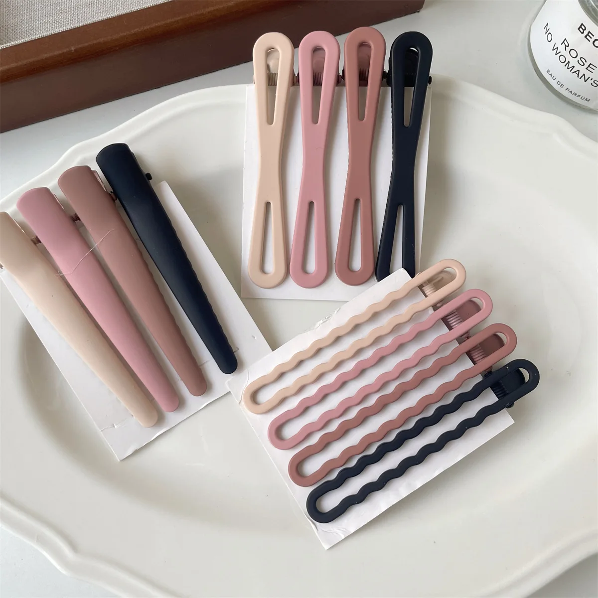 Matte Farbverlauf Kaffeebraune Haarspangen für Frauen Einfache Rutschfeste Entenschnabel-Haarklammern Haaraccessoires Wellenförmige Clips und Haarnadeln – Detail 3