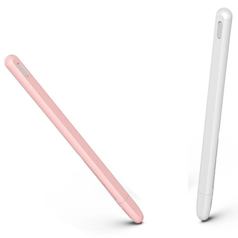 

2 Pcs Stylus Pen Protective Cover For Apple Pencil 2 Cases Silicone Pencil Case Accessory, Pink & White