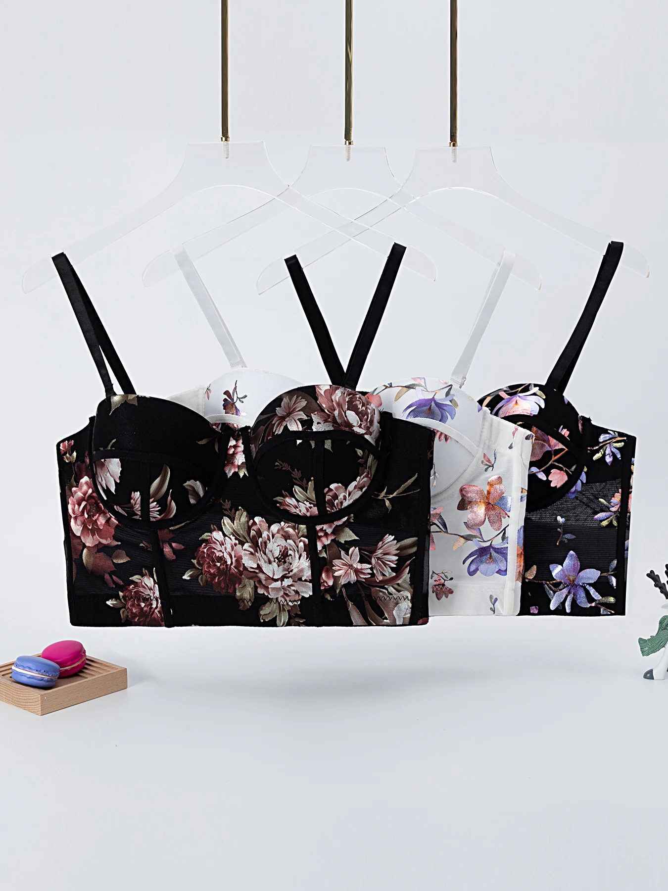 Floral Printed Bra Breathable Fish Bone Bra Buckle Style Design Adjustable Size Elegant Comfortable New Shoulder Strap Bra