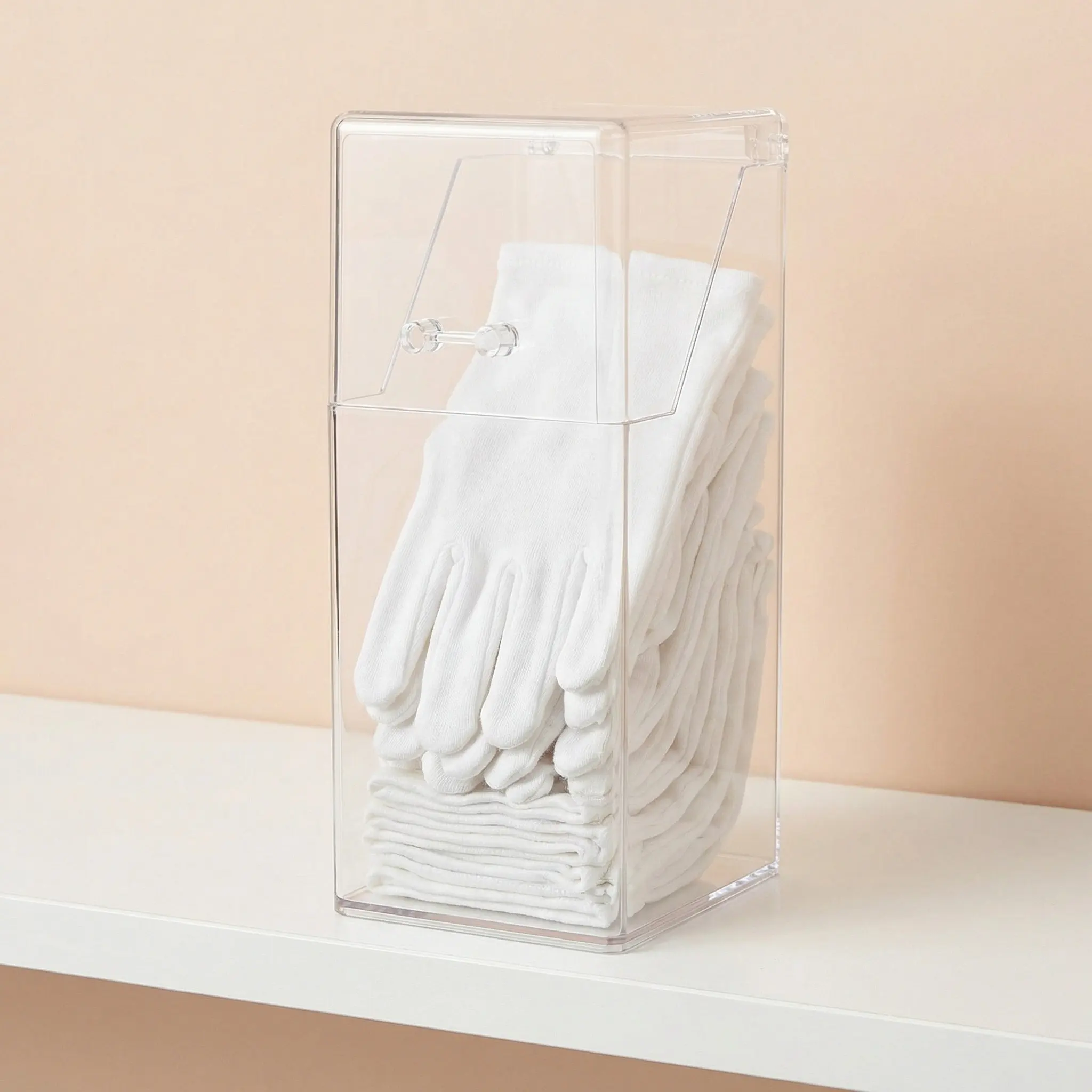 High Clarity Plastic Mask Storage Box with Lid Clear Desktop Organizer Mask Holder Container Dispenser for Home Office
