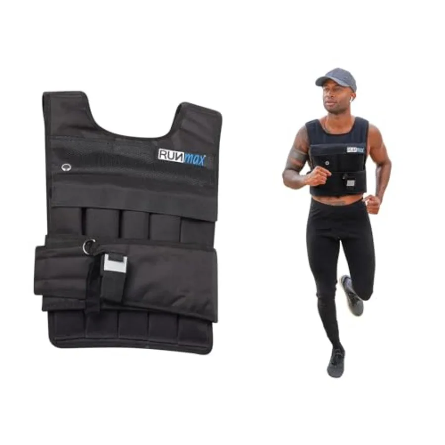 

RUNFast 40lbs Pro Weighted Vest for Fitness Training Black Durable Polyester Material Adjustable Straps for Enhanced Stability