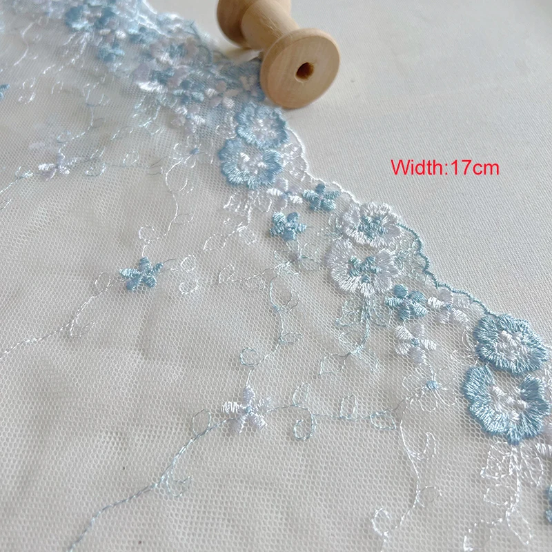 Multicolor Mesh Embroidery Lace Trim, Handmade DIY Needlework, Sewing Doll Dress, Clothing Material 150, 5 Yards, 17-26cm