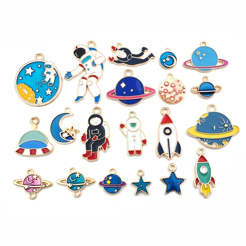 10pcs Assorted Enamel Cat Moon Star Celestial Charm Pendant DIY for Earrings Necklace Bracelet Jewelry Making Crafting