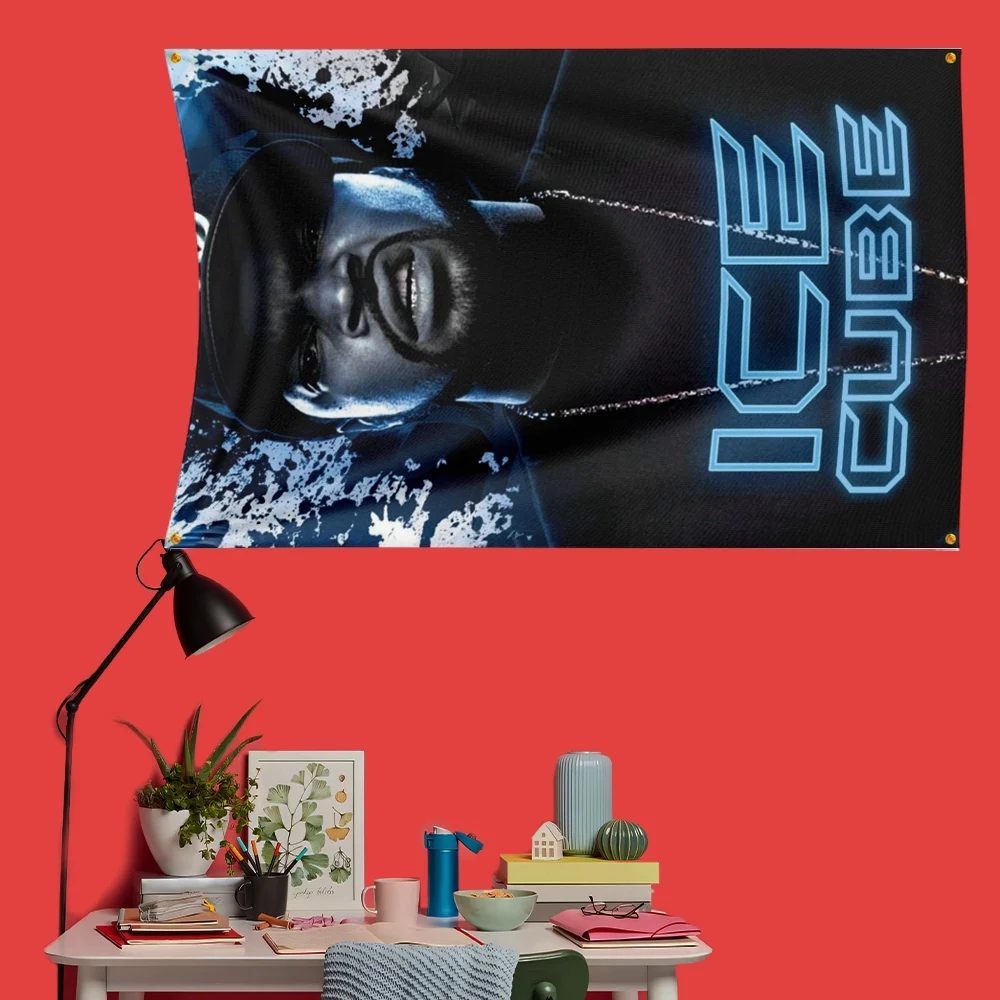 Ice Cube Inspired Rock Music Flag 3x5 FT 90x150cm Polyester Decorative Banner Tapestry For Music Fans Bedroom Wall Decoration