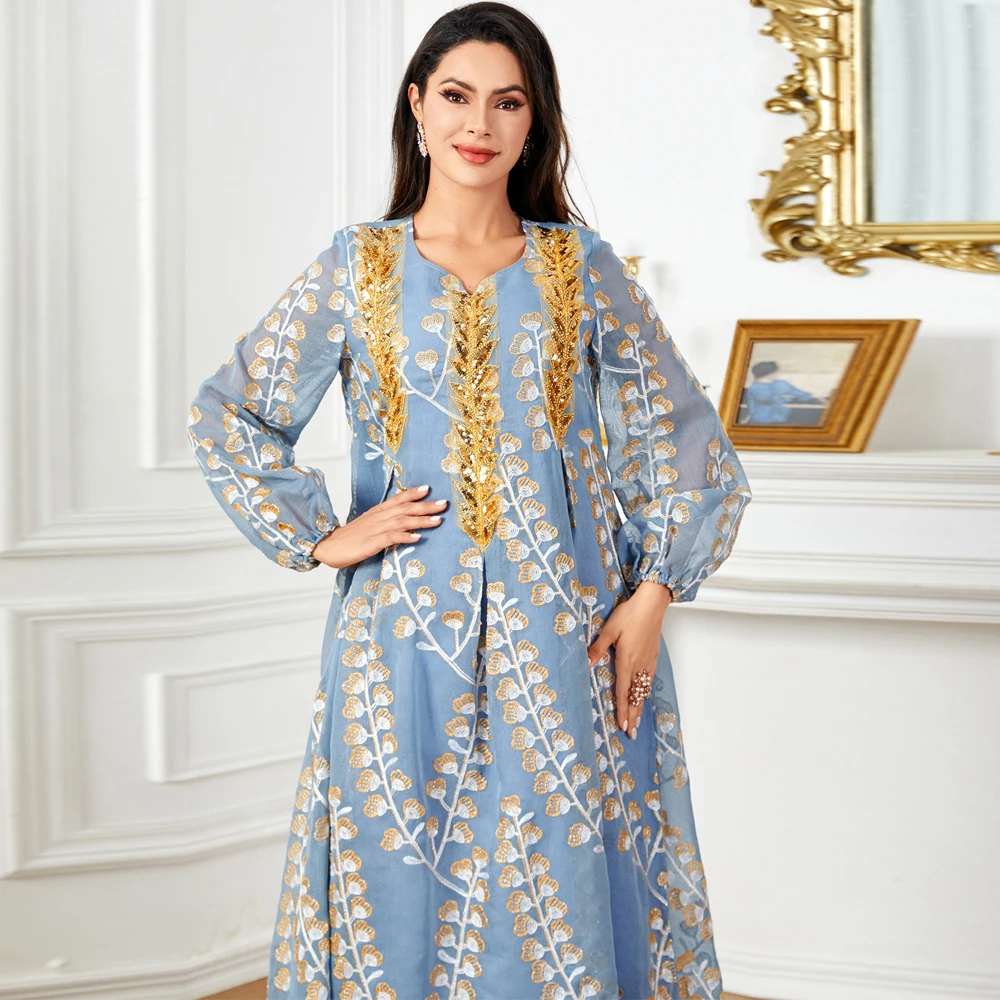 

Saudi Arabic Robe Eid Djellaba Print Embroidery Muslim Dress for Women Dubai Abaya Kaftan Kebaya Caftan Marocain Femme Jalabiya