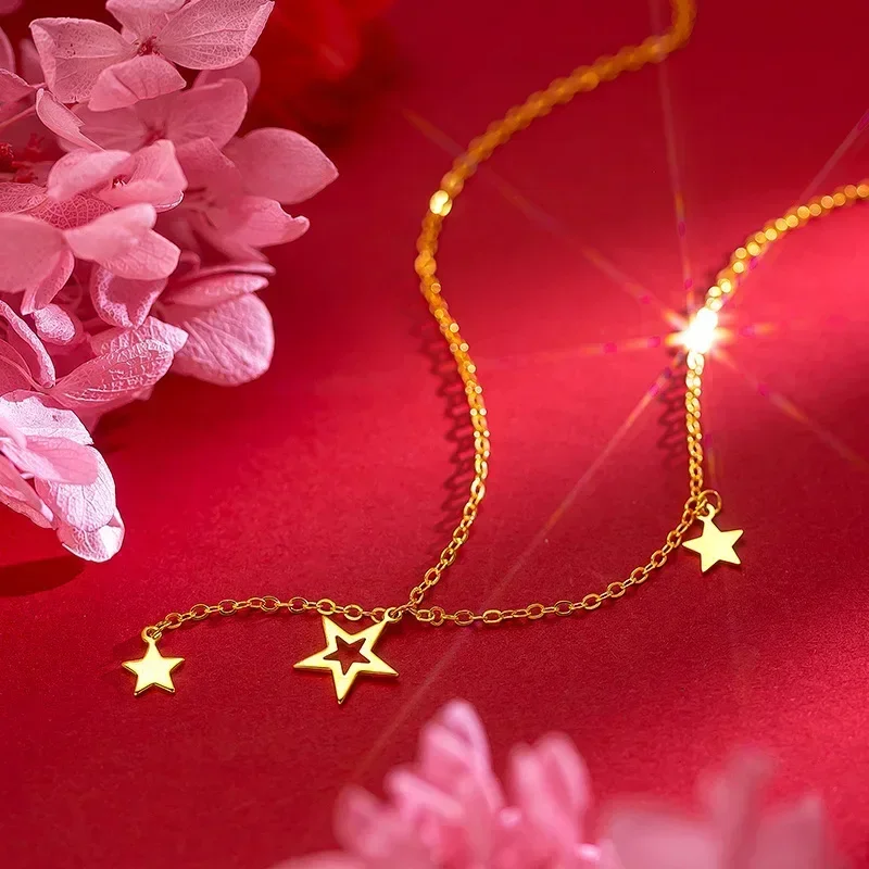 

9999 real gold 24K yellow gold Simple gyptian star necklace