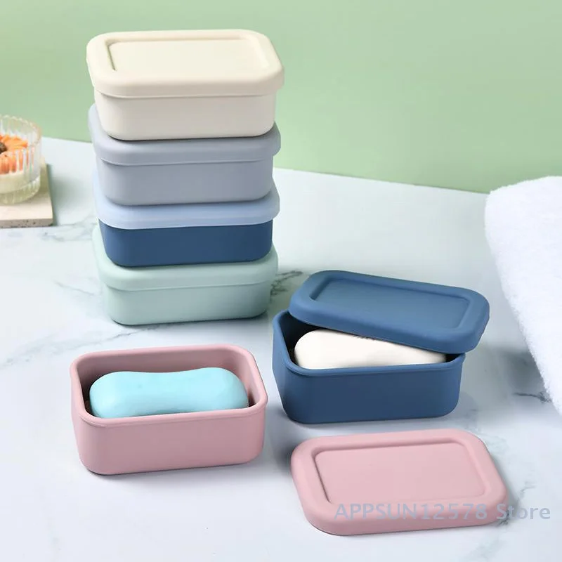 Soporte sólido para barra de champú, estuche grande para jabón de viaje a prueba de fugas, caja de jabón de silicona con capa de drenaje, contenedor de jabón mejorado