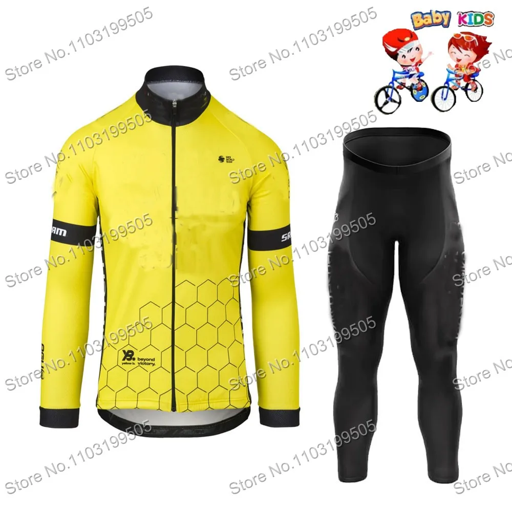 2024 Kids Trilogy TDF World Champion Team Cycling Clothing Boys Cycling Jersey Set Children Bicycle MTB Road Bike Shirt Suit MTB