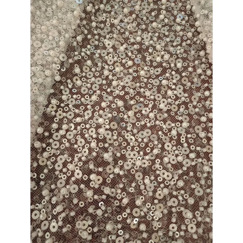 

Новая высококачественная кружевная сетка, блестки, бусины для ногтей, жемчужная ткань, свадебное платье ручной работы, украшение для женской одежды