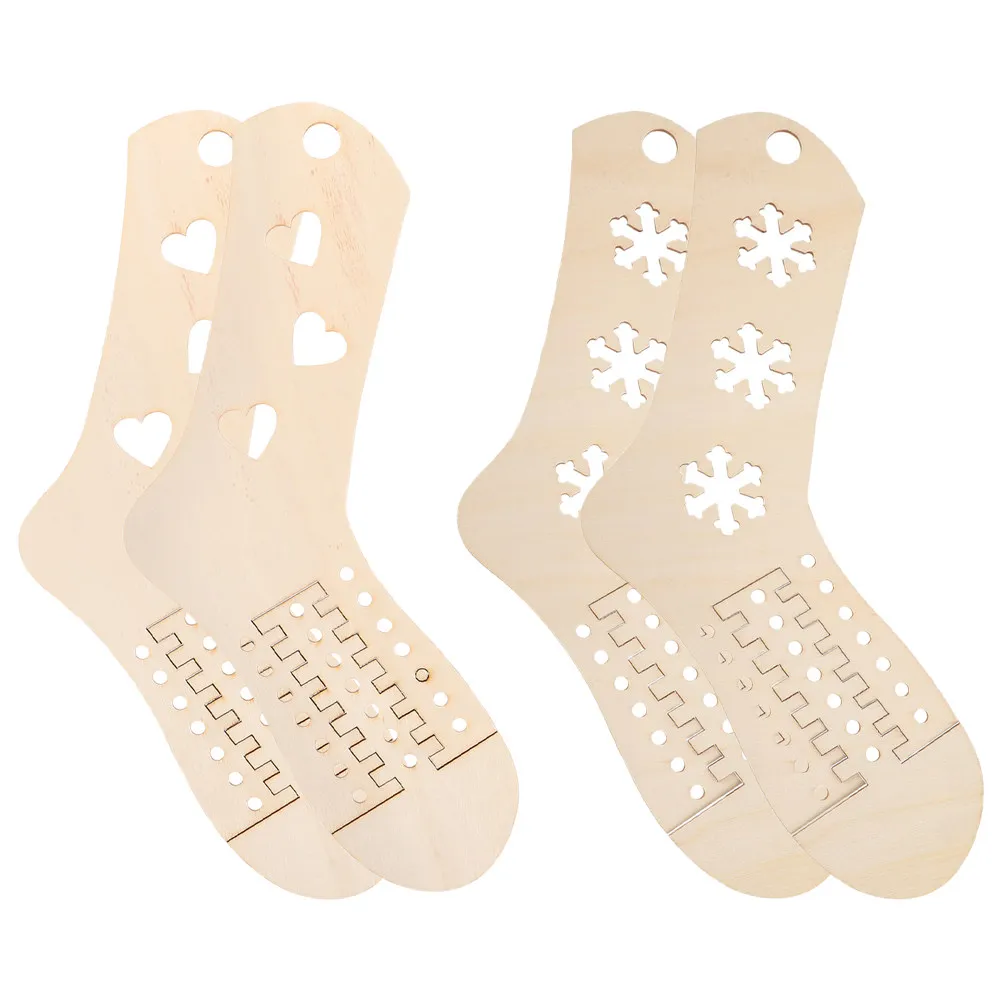 4Pcs Wood Sock Blockers Adjustable Size DIY Sock Stretchers Knitting Crochet Stocking Display Tools Hand Knitting Blocking Kit