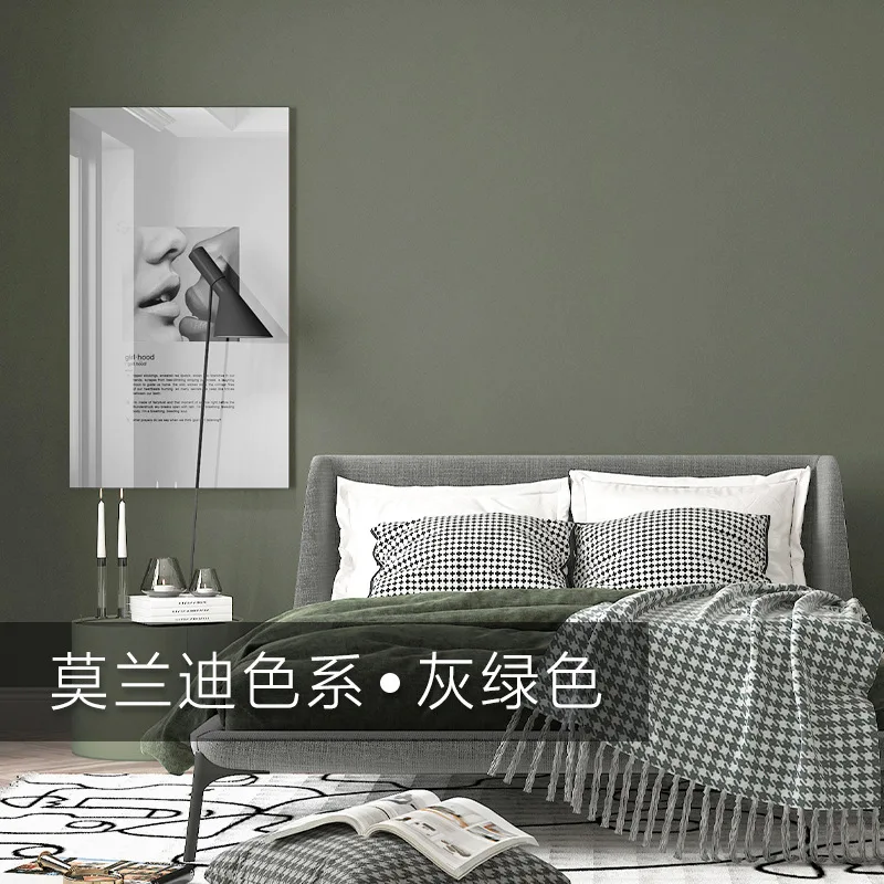 موراندي اللون رمادي أخضر خمر الأخضر خلفية غرفة المعيشة الشمال بلون غرفة نوم ميزة جدار ورق حائط من القماش غير المنسوج