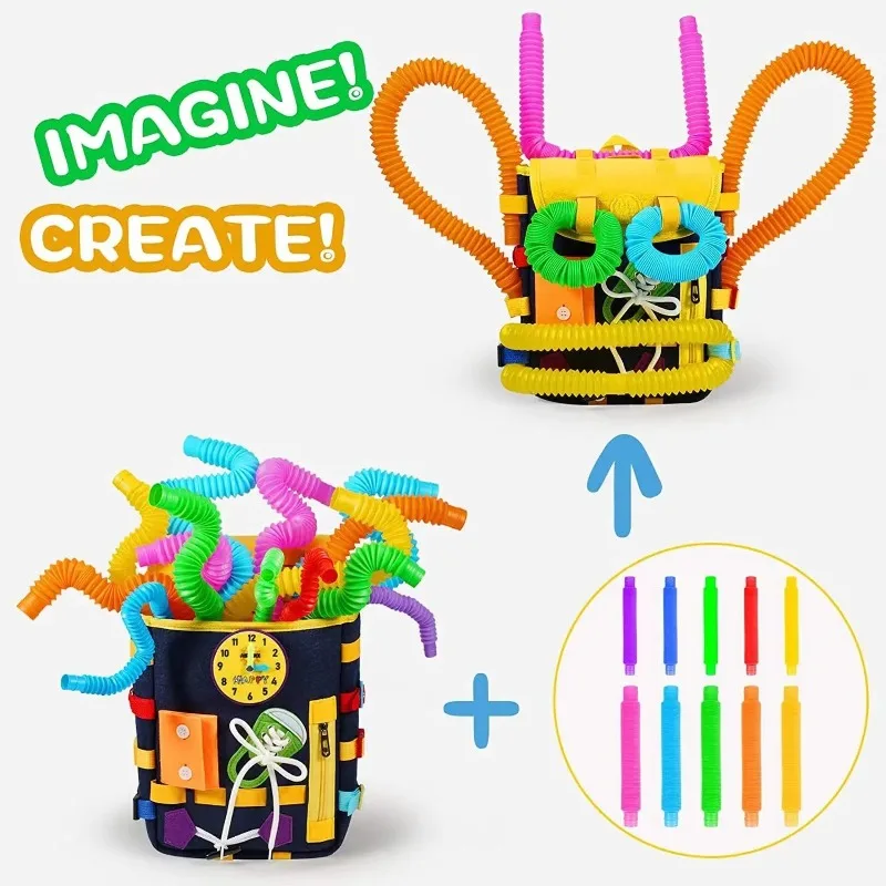 Kids Toddler Backpack Fun Colorful Interactive Kids Backpack elt Toddler Backpack with Learning Activity Toys for Boys Girls