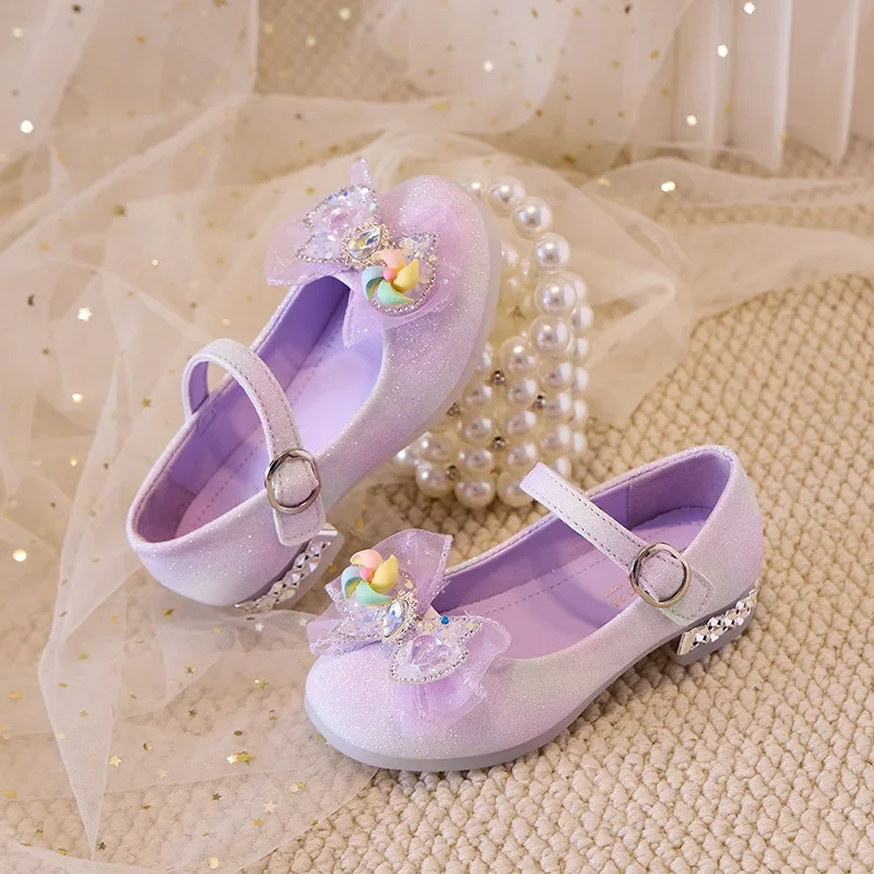 

Детские кожаные туфли принцессы для девочек, весна 2024, новая мода в корейском стиле, универсальные шикарные вечерние модельные туфли с мягкой подошвой