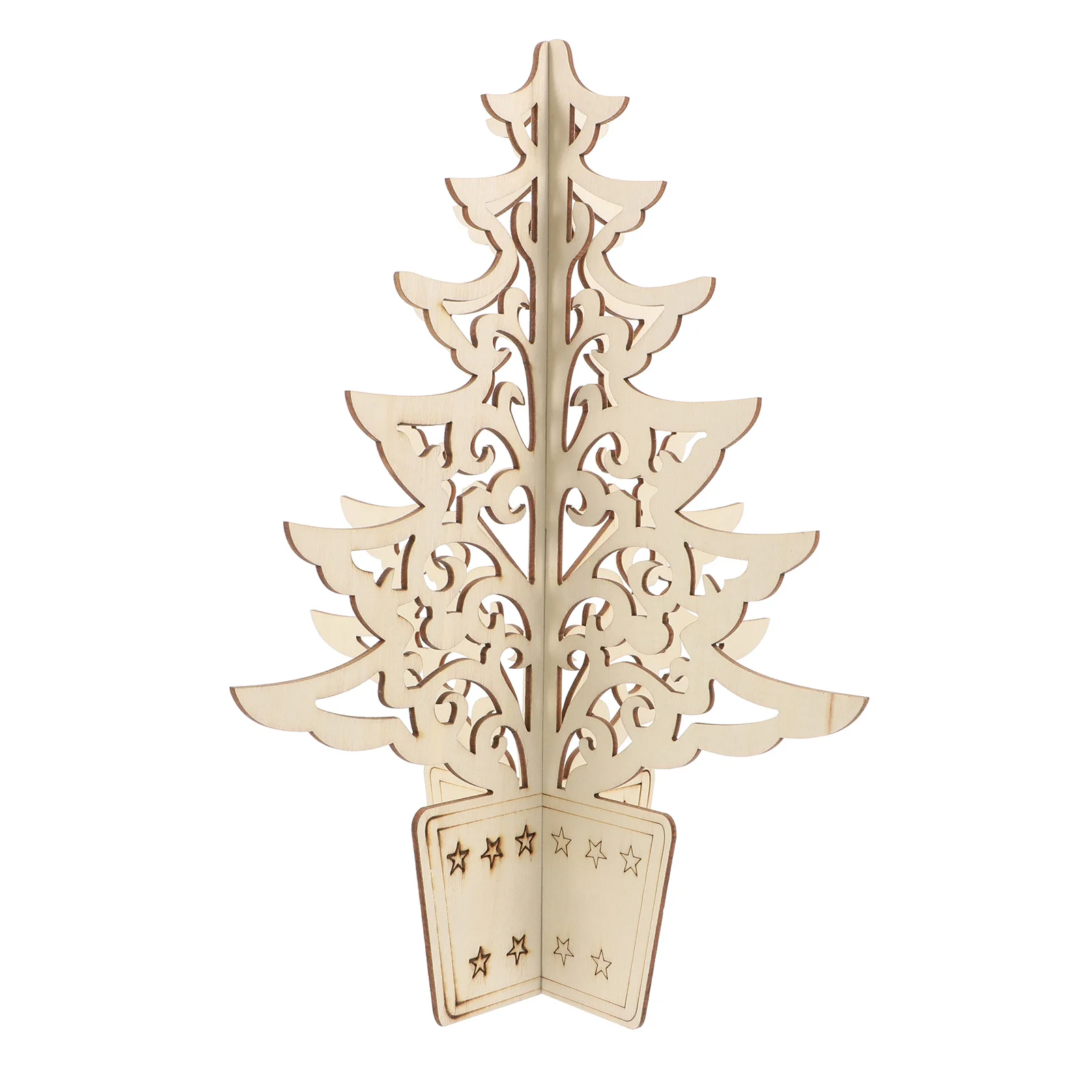 

Wooden Christmas Tree Ornament for Crafts Ornaments Decorate Tabletop Bamboo Decoration