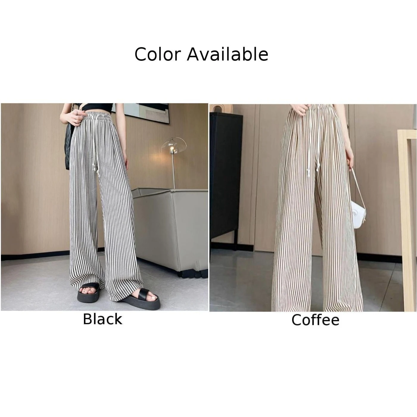 Pantalones de verano para mujer de corte relajado con patrón de rayas de moda con un diseño de cintura alta, perfectos para cualquier día