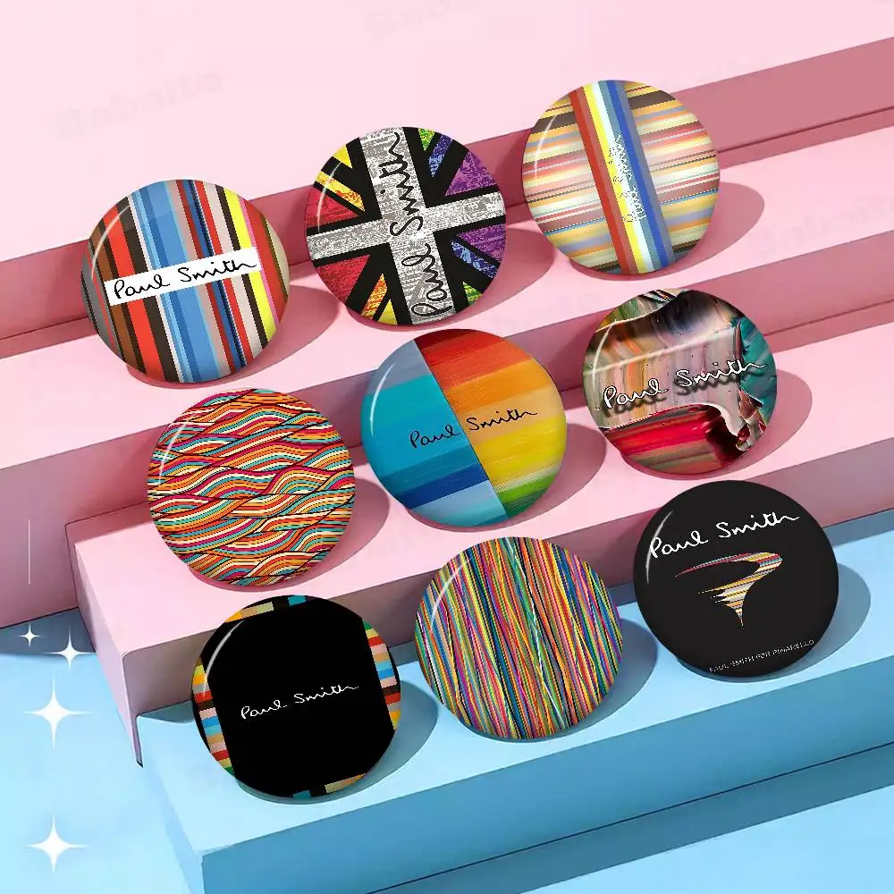 S-Smith moda p-paul 32/44/58mm Pin redondo hecho a mano broches divertidos a presión para mochila accesorios de ropa insignia decoración de sombrero