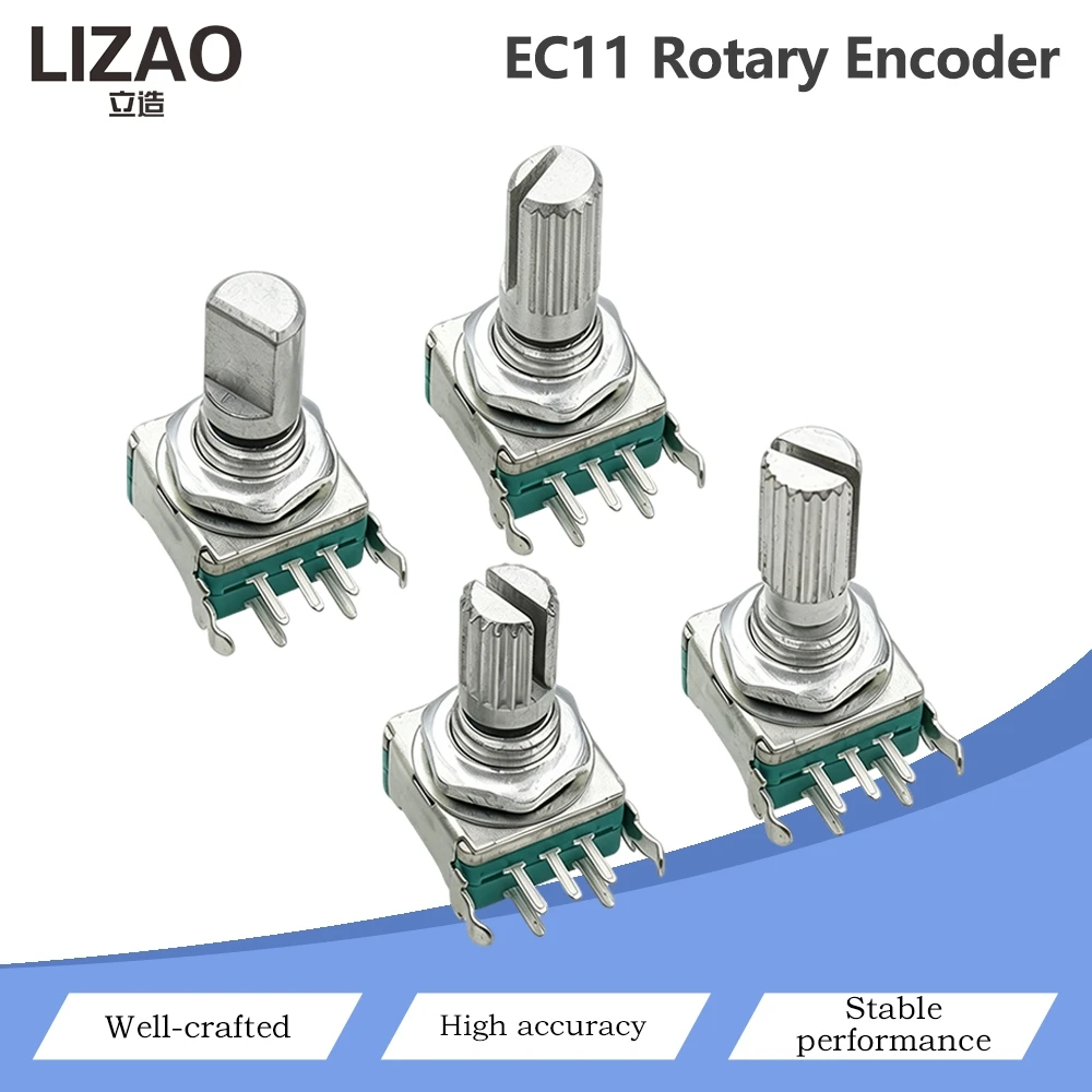 5PCS EC11 Rotary Encoder 5‑Pins Rotary Code Switch With Push Button 15mm / 20mm Half‑shaft Plum‑shaft