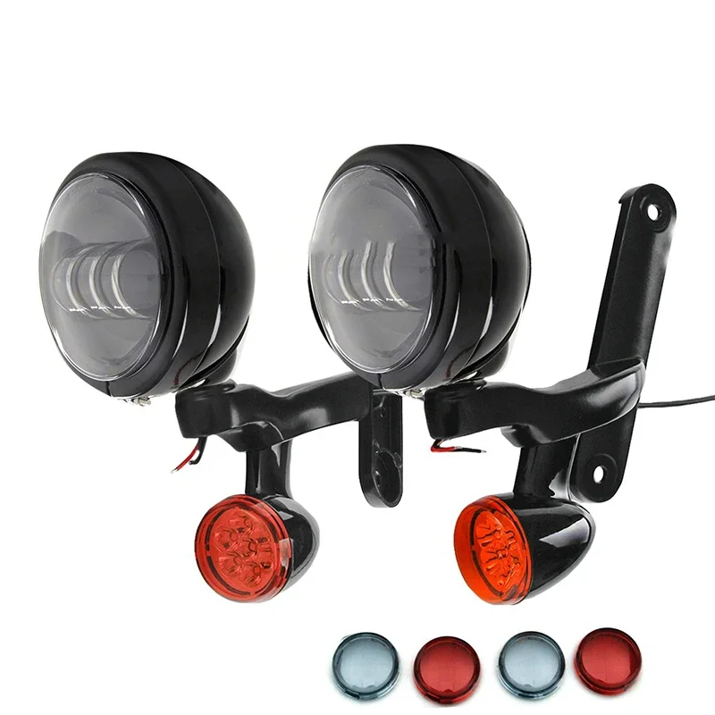 Afbeelding 4: Motorfiets Richtingaanwijzer LED Spotlight Mistlamp Beugel Voor Harley Road King FLHR 1994-2019 Electra Street Glide FLHX 2014-2019