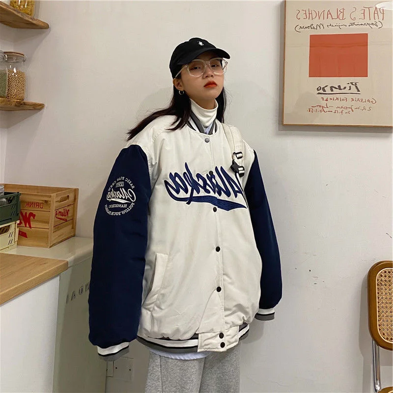 

Женская бейсбольная куртка Ele Color Blo в корейском стиле, винтажная, в гонконгском стиле, свободного кроя, новая весенняя верхняя одежда