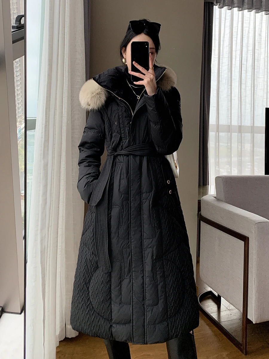 2025 Fashion Winter New Women's Down Jacket Commuting Slimming White Duck Down Hooded Warm Coat