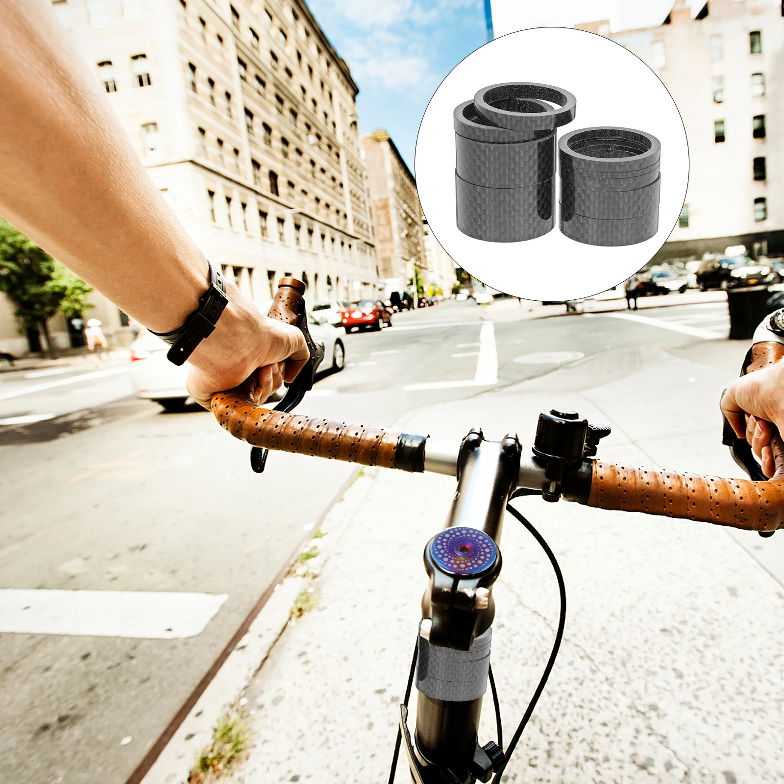 

11pcs Carbon Fiber Headset Spacers Replaceable Washer Stem Spacers For Road Bike Adjustable Handlebar Spacer Bicycle Accessories