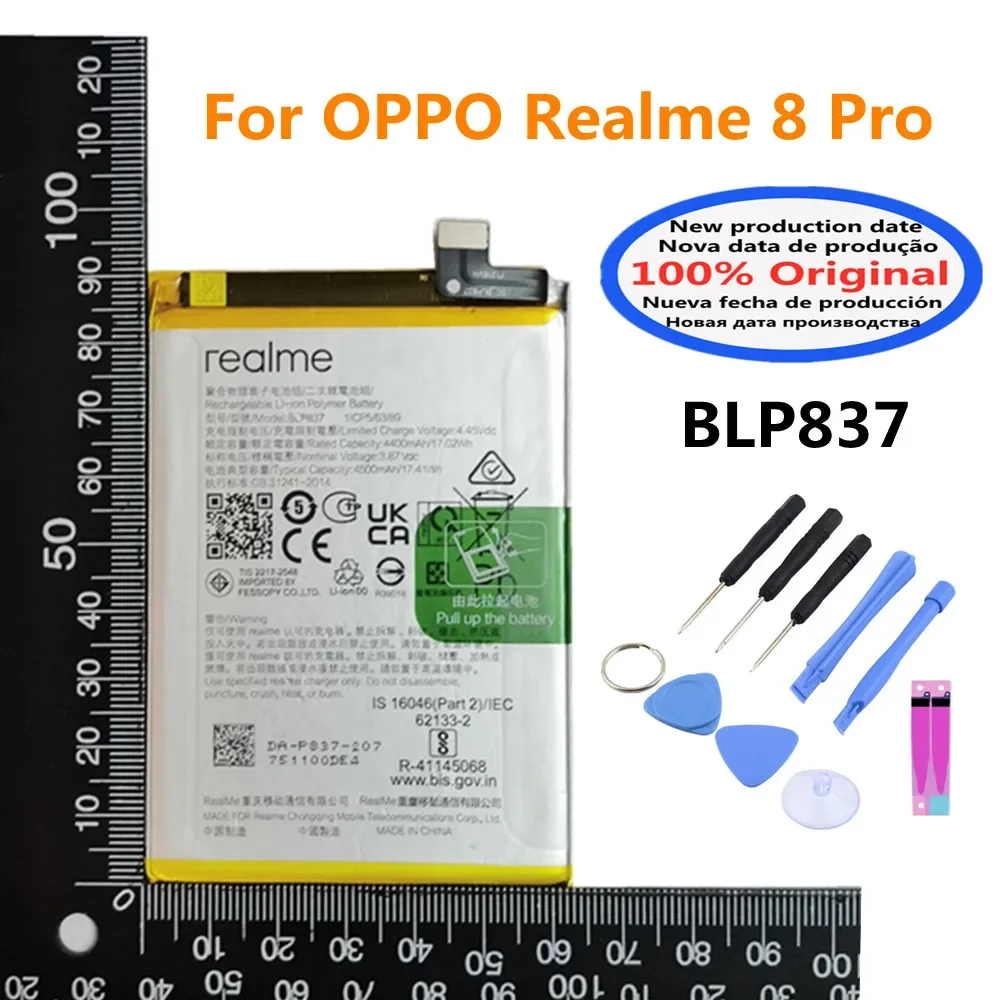 New 100% Original Battery BLP837 For OPPO Realme 8 Pro 8Pro Mobile Phone Replacement Battery Bateria 4500mAh BLP837