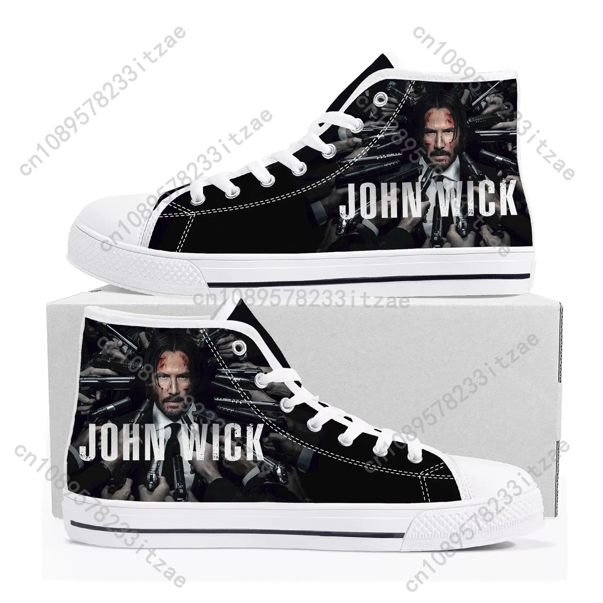 

John Wick Keanu Reeves High Top Sneakers Mens Womens Teenager Canvas Sneaker Casual Custom Made Shoes Customize DIY Shoe