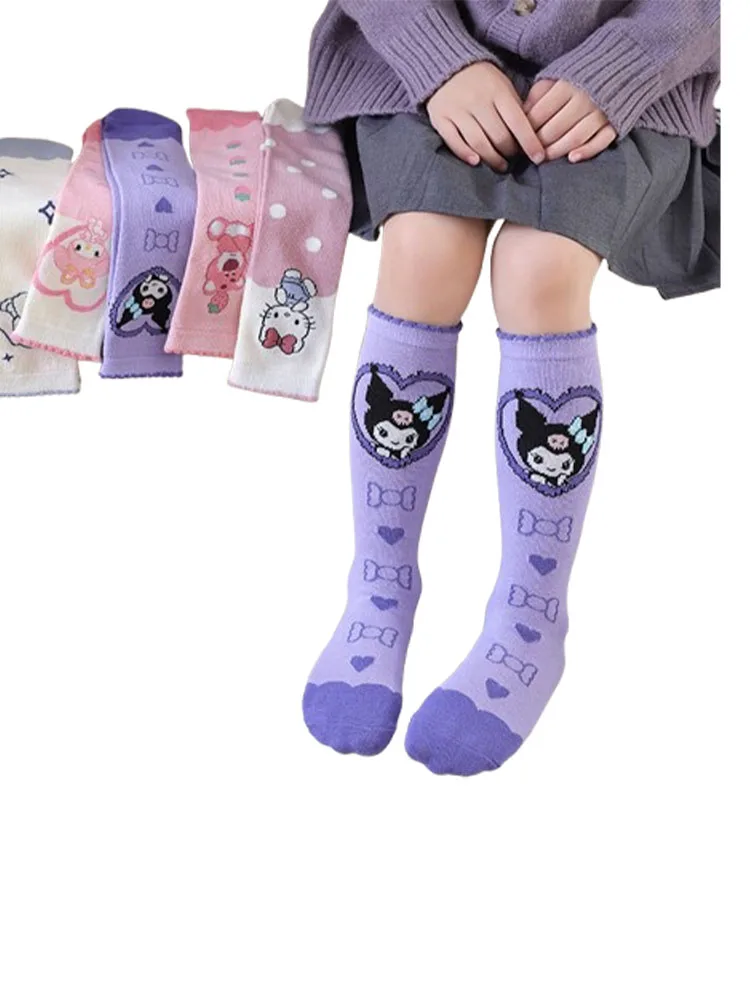 

4 Pairs of High-Quality Cartoon Anime Character Kuromi Pattern Women's Straight Socks Comfortable and Soft Casual Women's Socks