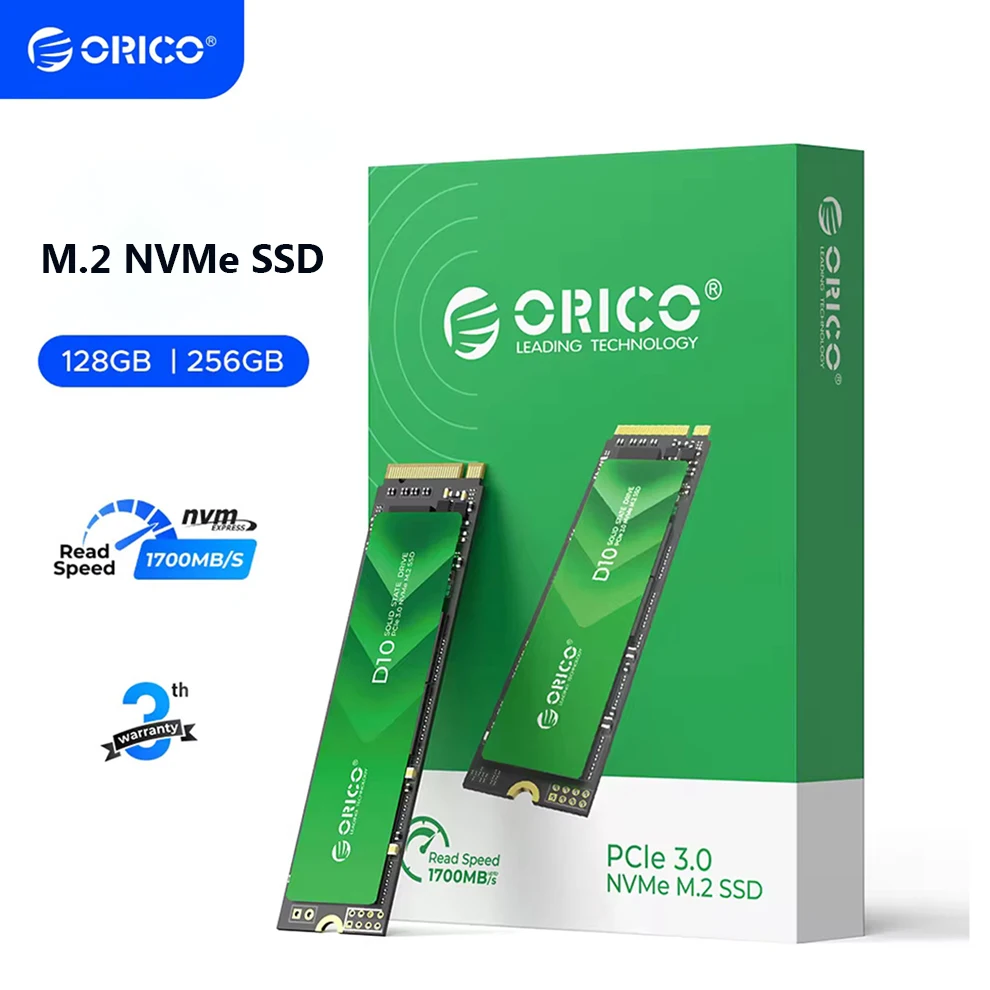 ORICO SSD NVMe M.2 2280 256GB 128GB Internal Solid State Drive 1700MB/s M2 Hard Disk PCIe 3.0 3D NAND for Laptop PC Desktop