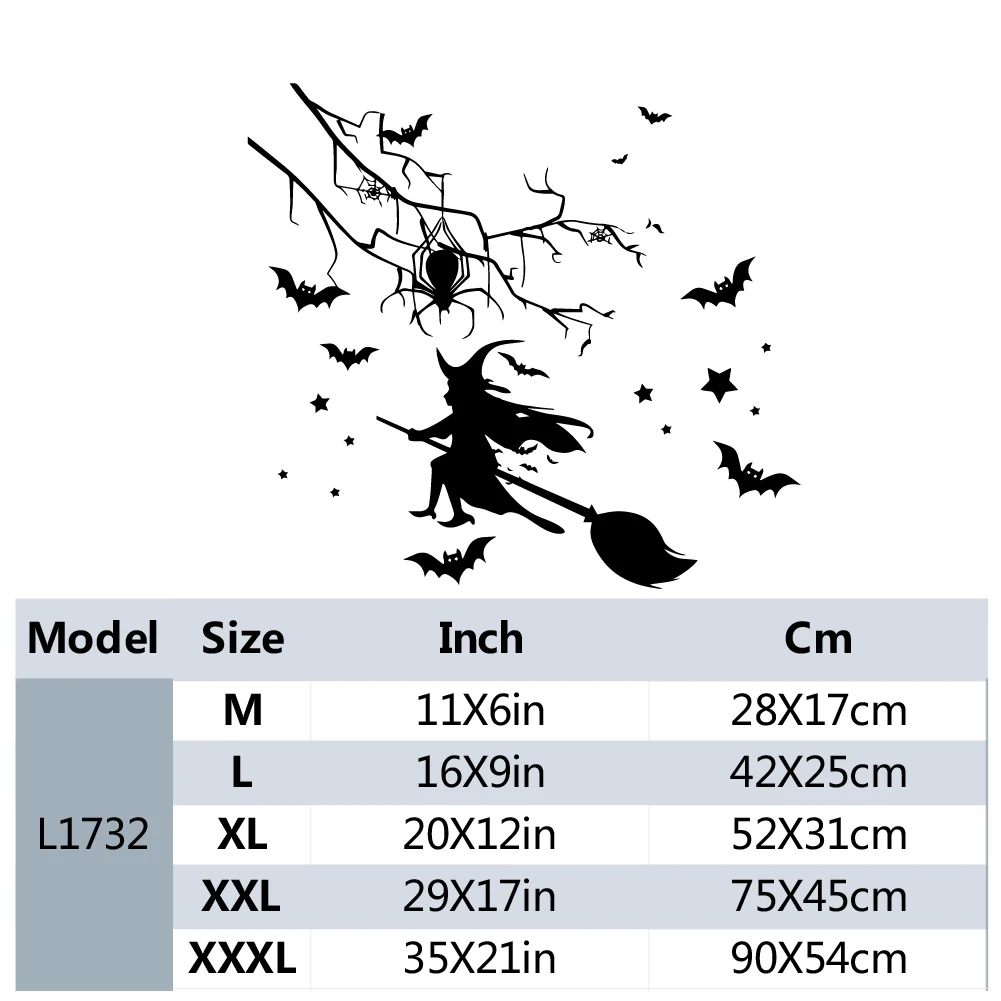 Witch Bat Wall Stickers Are Suitable For Living Rooms And bedrooms, Easy To Disassemble And Self Stick