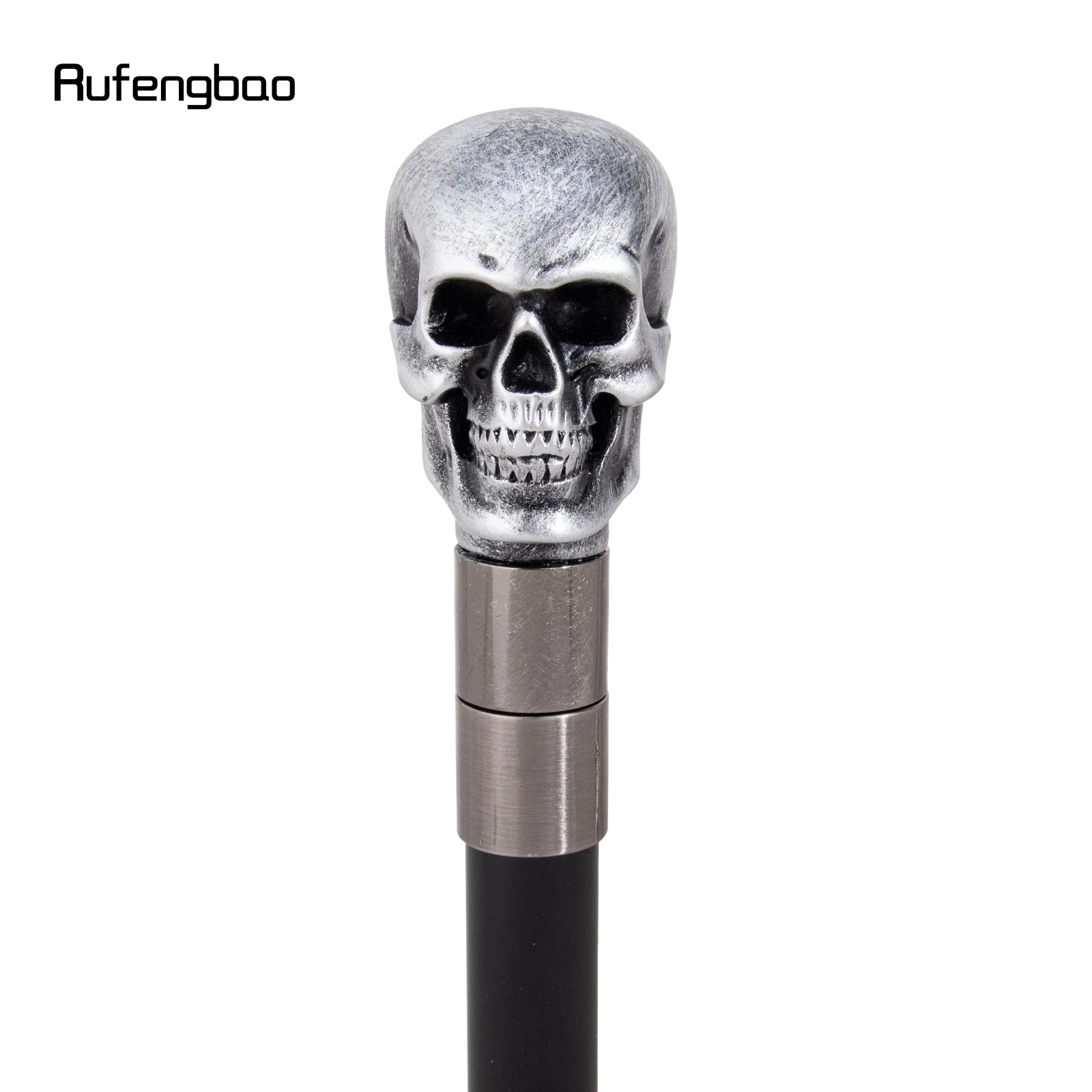 Silver Resin Skull Walking Cane Fashion Decorative Stick Elegant Cosplay Cane Knob Crosier 94cm Performance Stage Cane