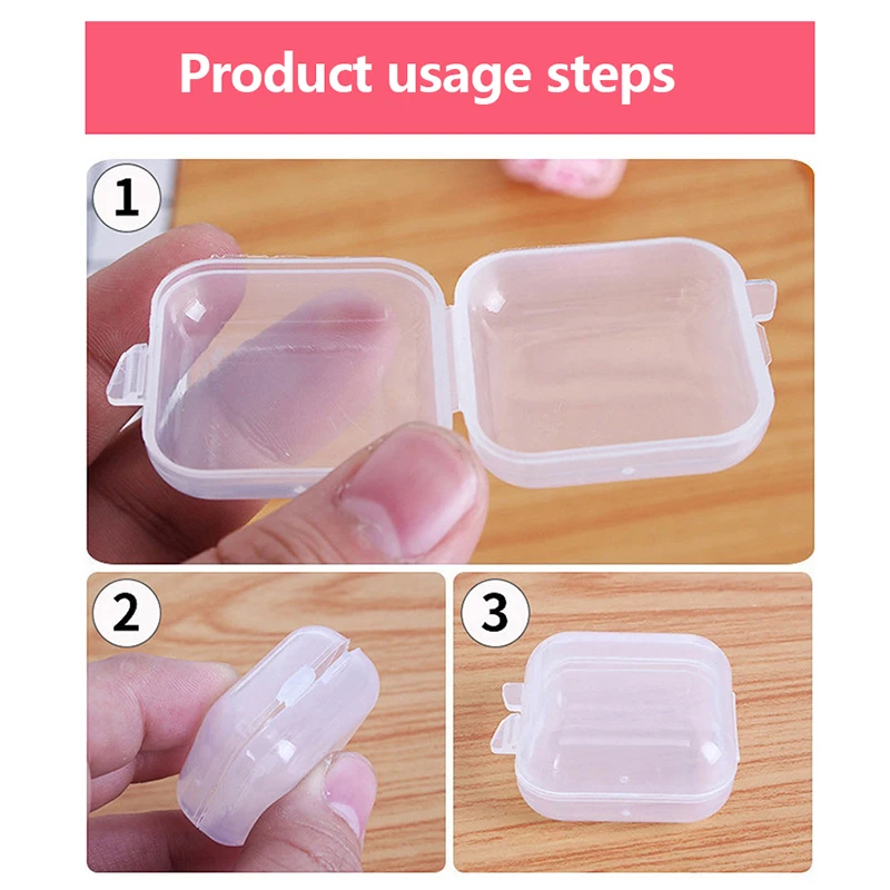 40pcs/set Mini Clear Plastic Storage Box Jewelry Storage Case Transparent Storage Organizer Multifunctional Portable Storage