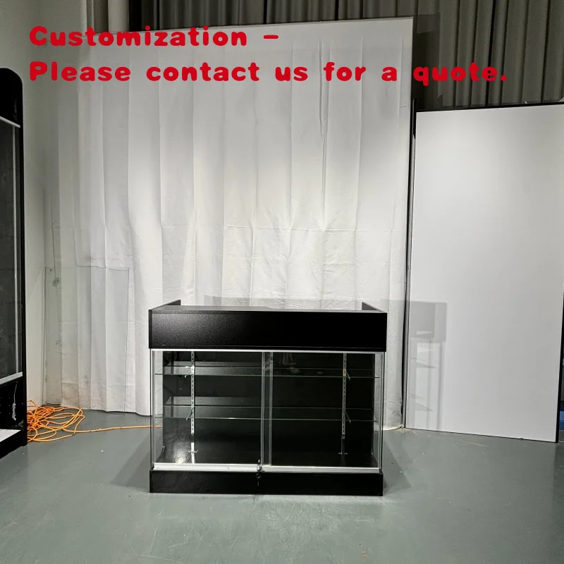 custom.Keway Custom MDF Board Checkout Counters with Front Glass Showcase Display Store Retail Counter