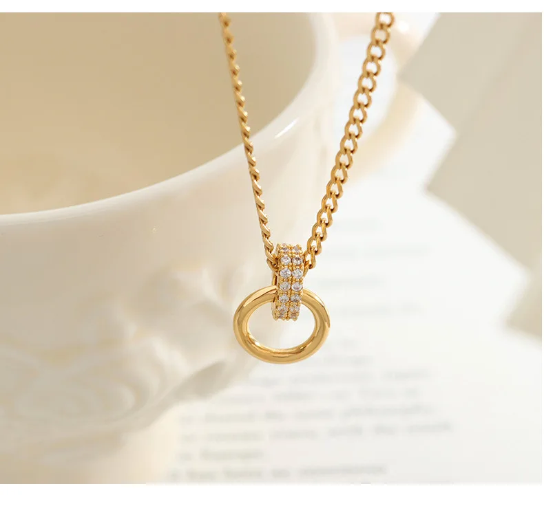 KITEAL Hot sale! PVD Goddess necklaces & pendants brass double ring pendant tattoo choker Prom Accessories