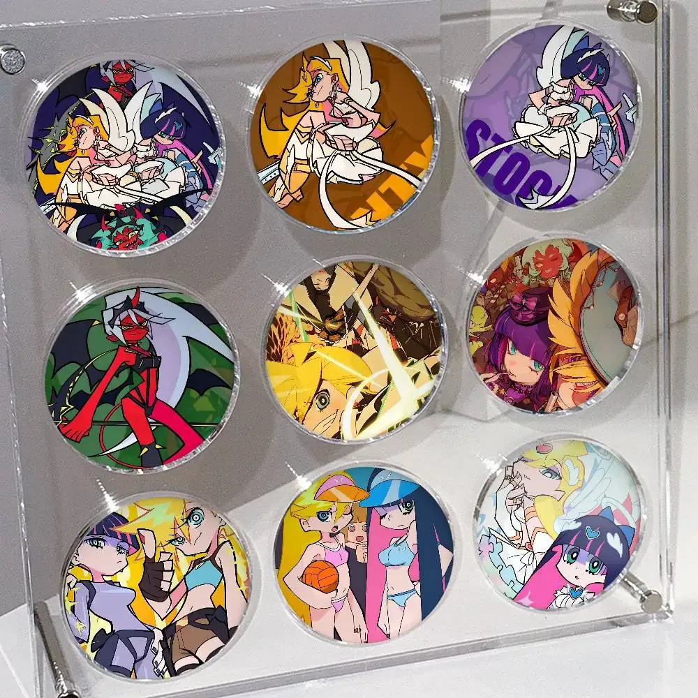 Anime Panty And Stocking With G-Garterbelt Cartoon Badges Button Round Creative Pin Brooch Badge Bag Decor Accessories Fans