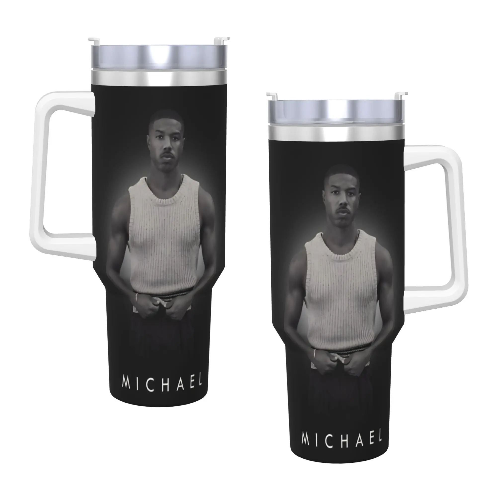 Vaso Térmico Michael B. Jordan, Botella de Agua para Bebidas Frías, Mantiene el Calor, Acero Inoxidable, Taza Térmica Personalizada para Camping