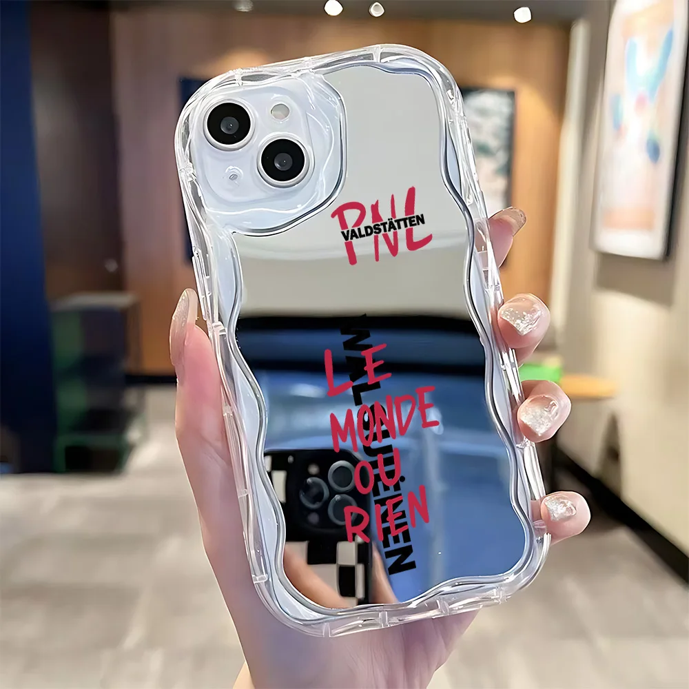 Cool Red Black Text Wave Mirror Phone Case For Samsung Galaxy A27 A17 M16 A56 A36 A26 A16 A35 A55 A25 A15 A54 A34 A24 A14 4G 5G
