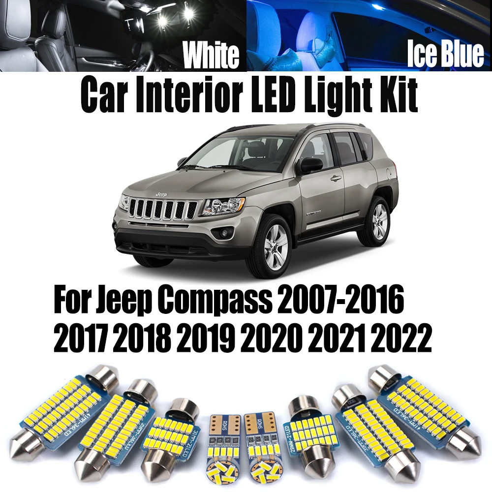 

Canbus LED Interior Dome Reading Light Kit Trunk Lamp For Jeep Compass 2007-2016 2017 2018 2019 2020 2021 2022 Car Accessories