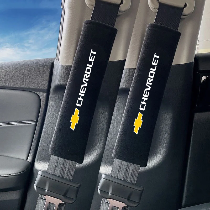 Car Logo Safety Belt Pad Adjustable Seat Belt Cover Shoulder Strap Covers For Chevrolet Camaro Malibu Trax Blazer Tahoe Suburban