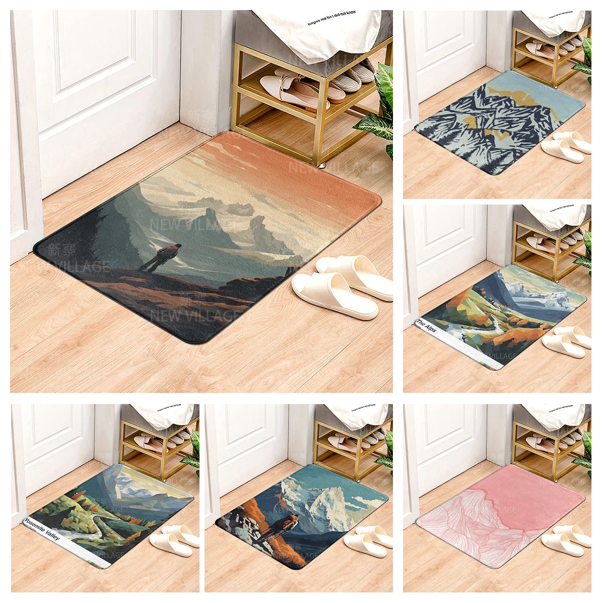 House entrance carpet Home door mat Modern Nordic style Room Bath Foot bathroom non-slip Kitchen water rugs Abstract Scenic Sky