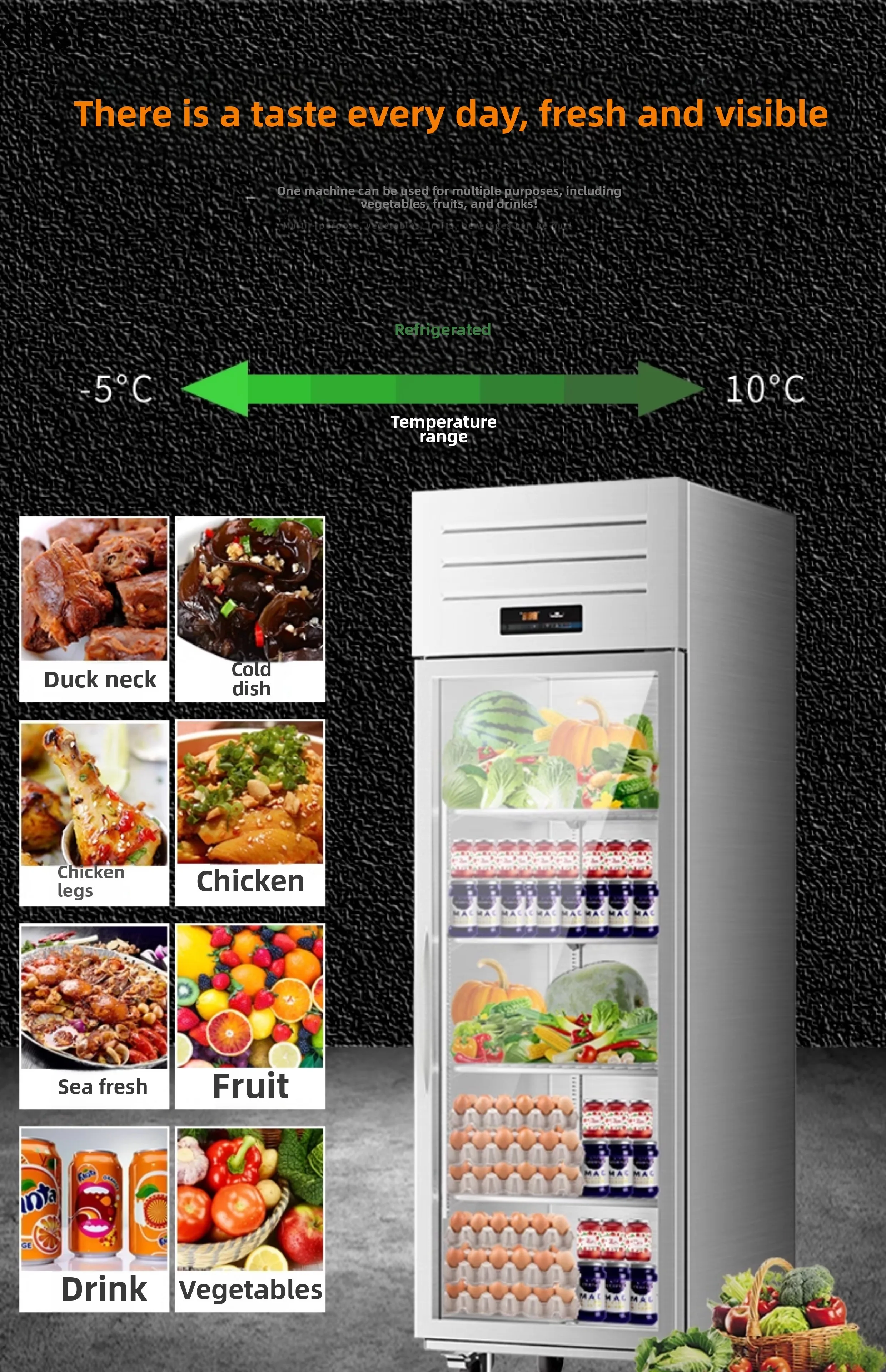 ZS خزانة عرض باب زجاجي الفريزر خزانة عرض المشروبات خزانة الطلب الخضار والفواكه الثلاجة الطازجة