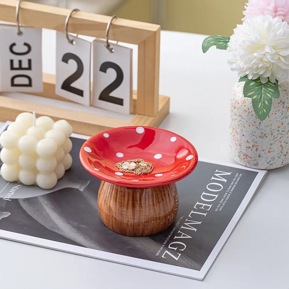 Mushroom Shape Mushroom Storage Tray Decorative Space Saving Ceramic Key Catchall Smooth Surface Multi-functional