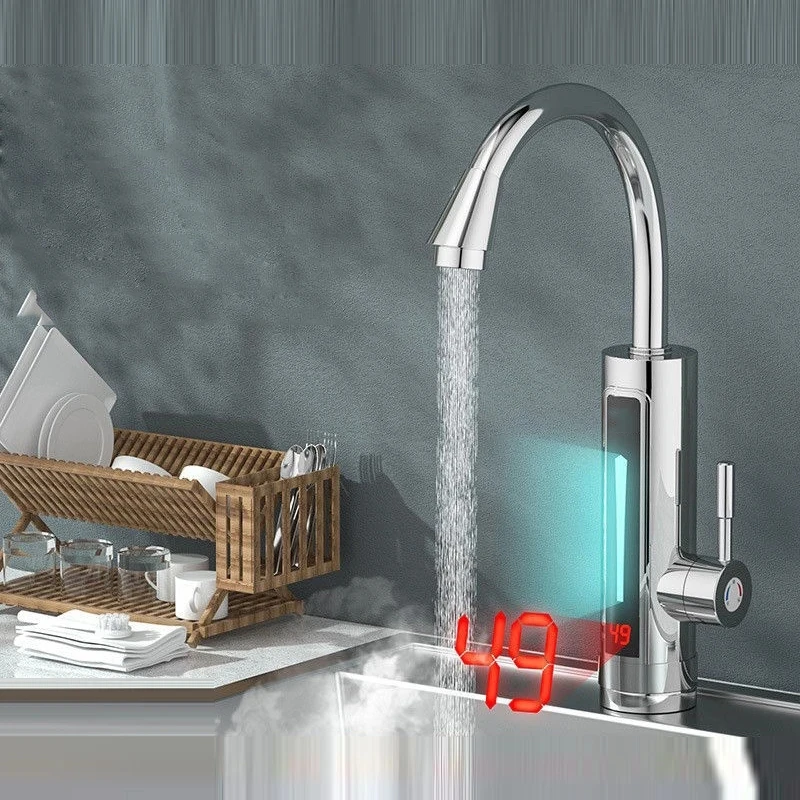 Stainless Steel Electric Water Heater Temperature Display Kitchen Tankless Instant Hot Water Faucet 3300W