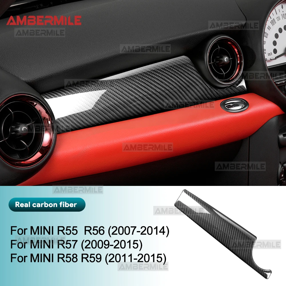 

Накладка на панель пассажира (RHD) для Mini R55 R56 R57 R58 R59, из настоящего карбона, аксессуар для интерьера автомобиля