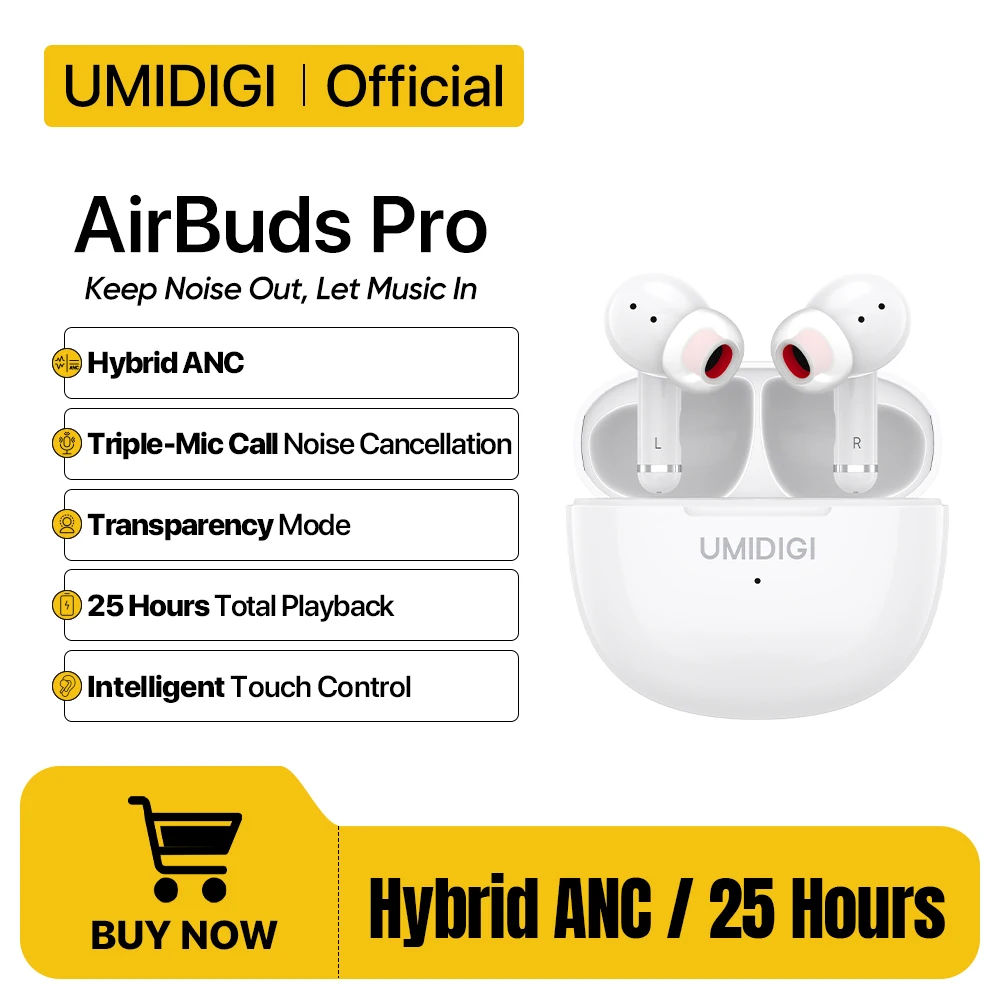 UMIDIGI AirBuds Pro Earphone Hybrid Active Noise Cancellation TWS Wireless Bluetooth Headset Headphones Sports With  Microphone