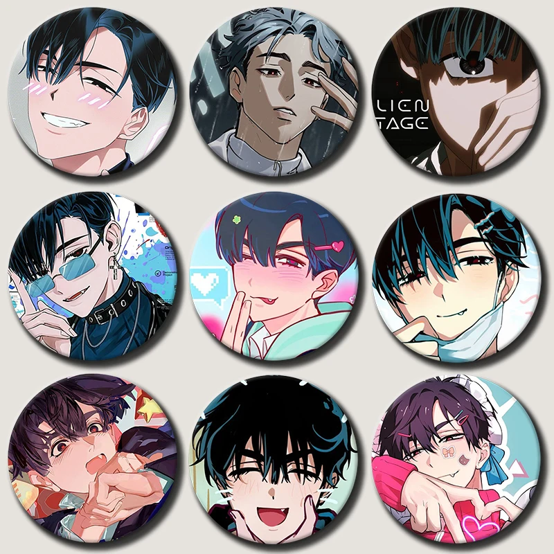 

Anime Peripheral Alien Stage Button Pins for Backpack Decor Cartoon Character Lvan Round Brooch Clothes Accessories Jewelry Gift