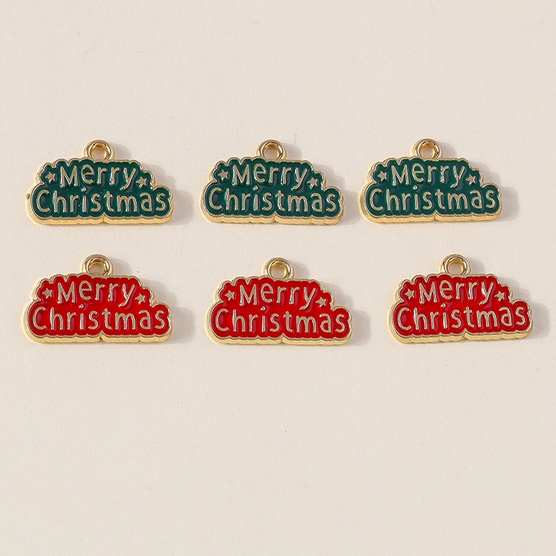 20 Stück 20 x 12 mm niedliche Emaille-Frohe Weihnachten-Buchstaben-Charms-Anhänger für die Herstellung von Tropfen-Ohrringen, Halsketten, DIY-Handwerk, Schmuckzubehör – Detail 2