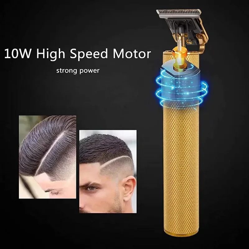 Máquina de cortar cabelo profissional sem fio, aparador de cabelo careca, detalhes zero lacunas, barbeador de barba para homens